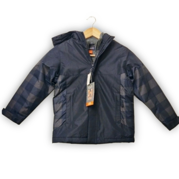 Children’s Place 3-in-1 Blue & Gray Plaid Puffer Jacket – Golden Hour Edition 4 - Picture 2 of 9